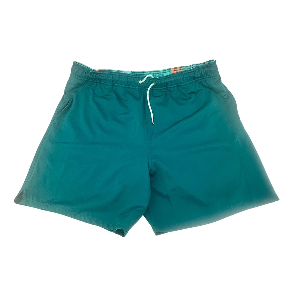 Robert Graham Swim Trunks Mens 2XL Teal Green Floral Pocket Regular Fit New